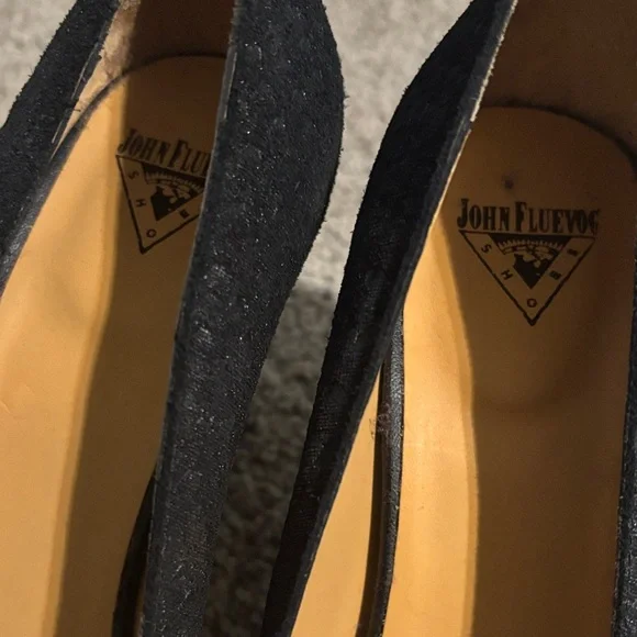 RARE, John Fluevog “Polly” Textured Black Spike Heels, Size 9